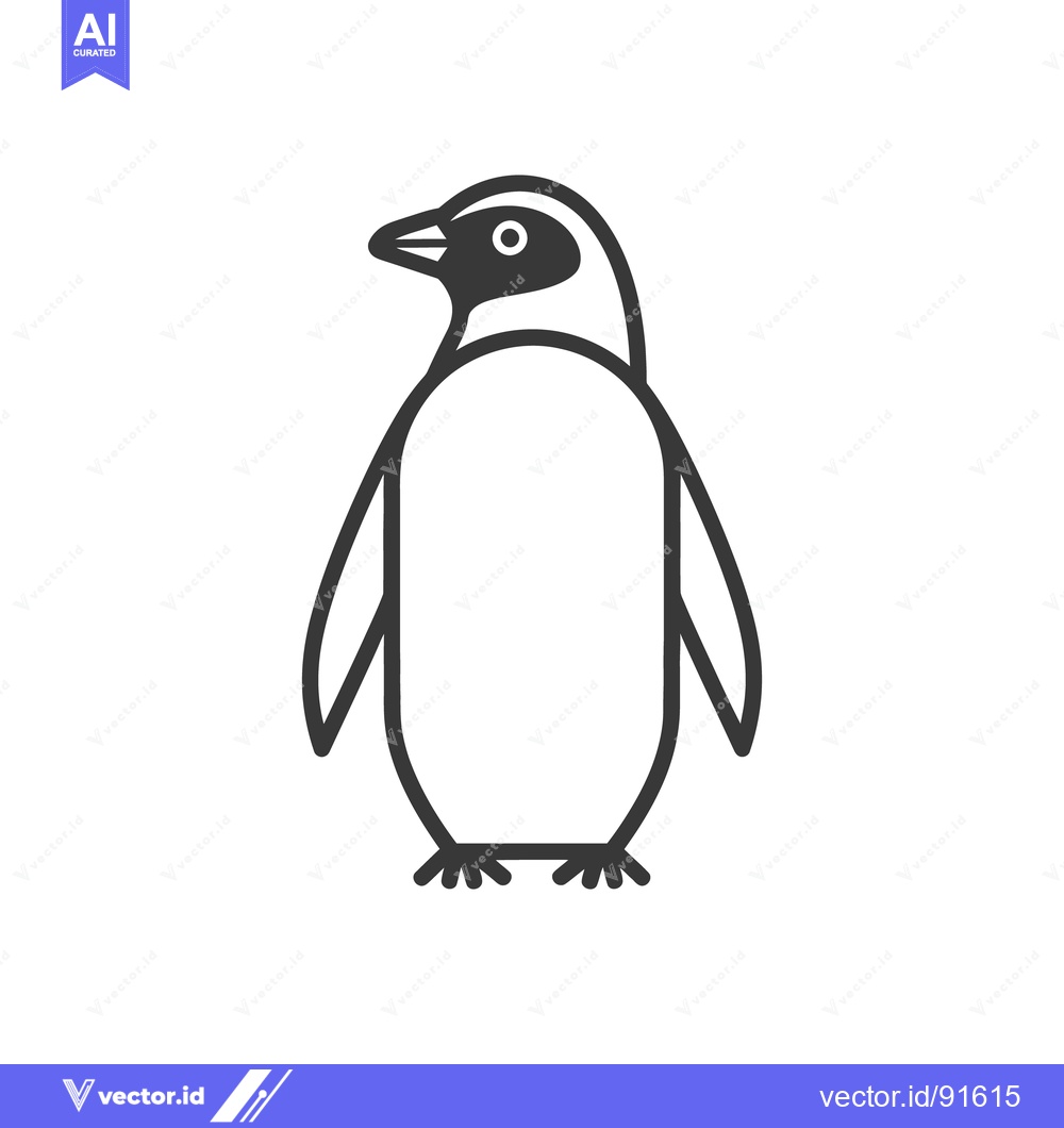 Premium Vector dari A simple black and white illustration of a standing penguin