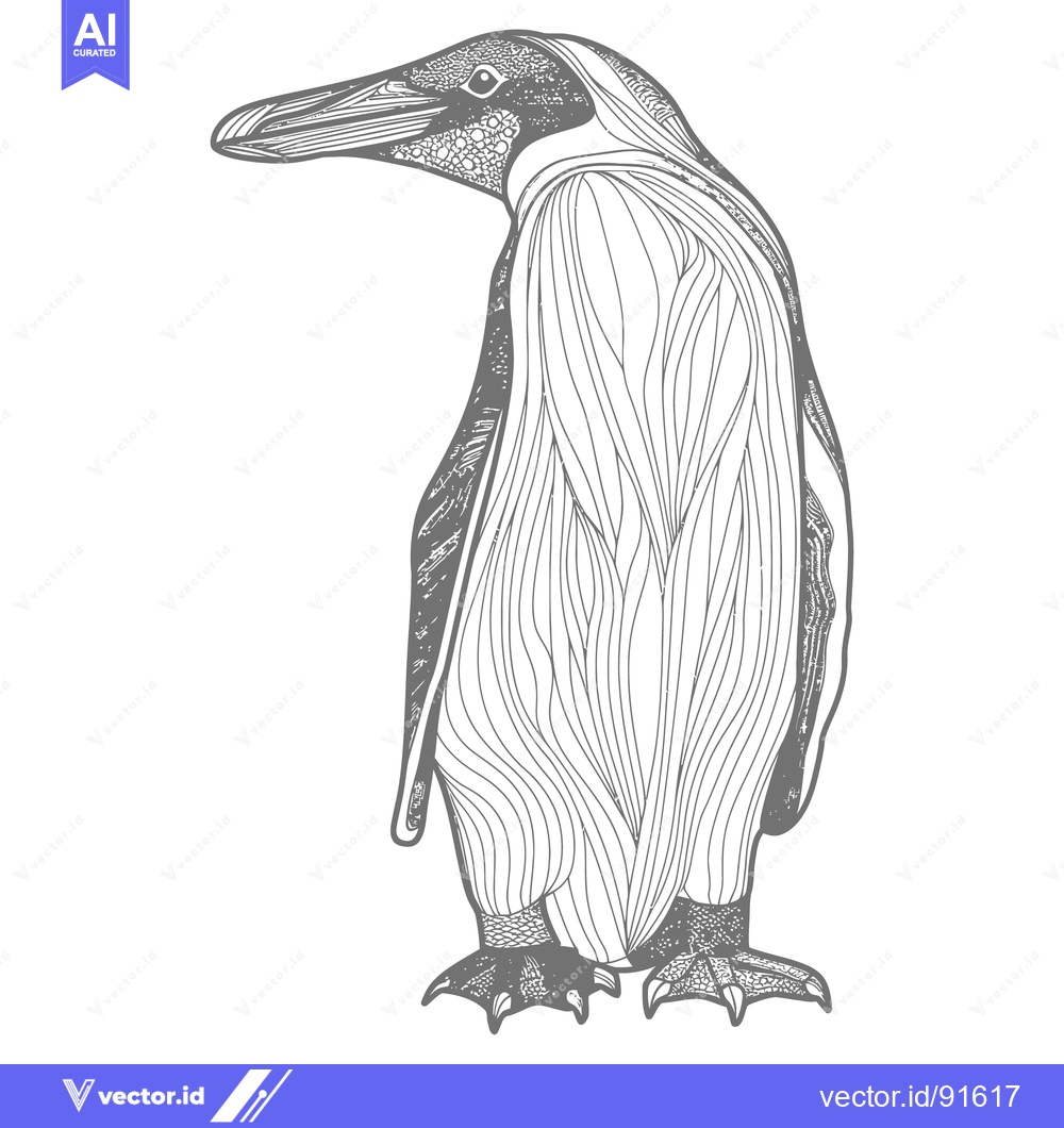 Premium Vector dari A stylized illustration of a penguin standing upright in profile