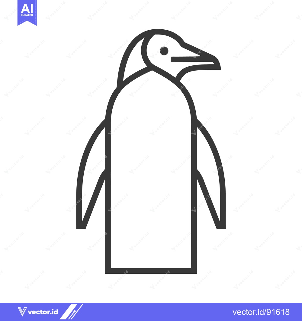 Premium Vector dari A minimalist line drawing representing a standing penguin illustration