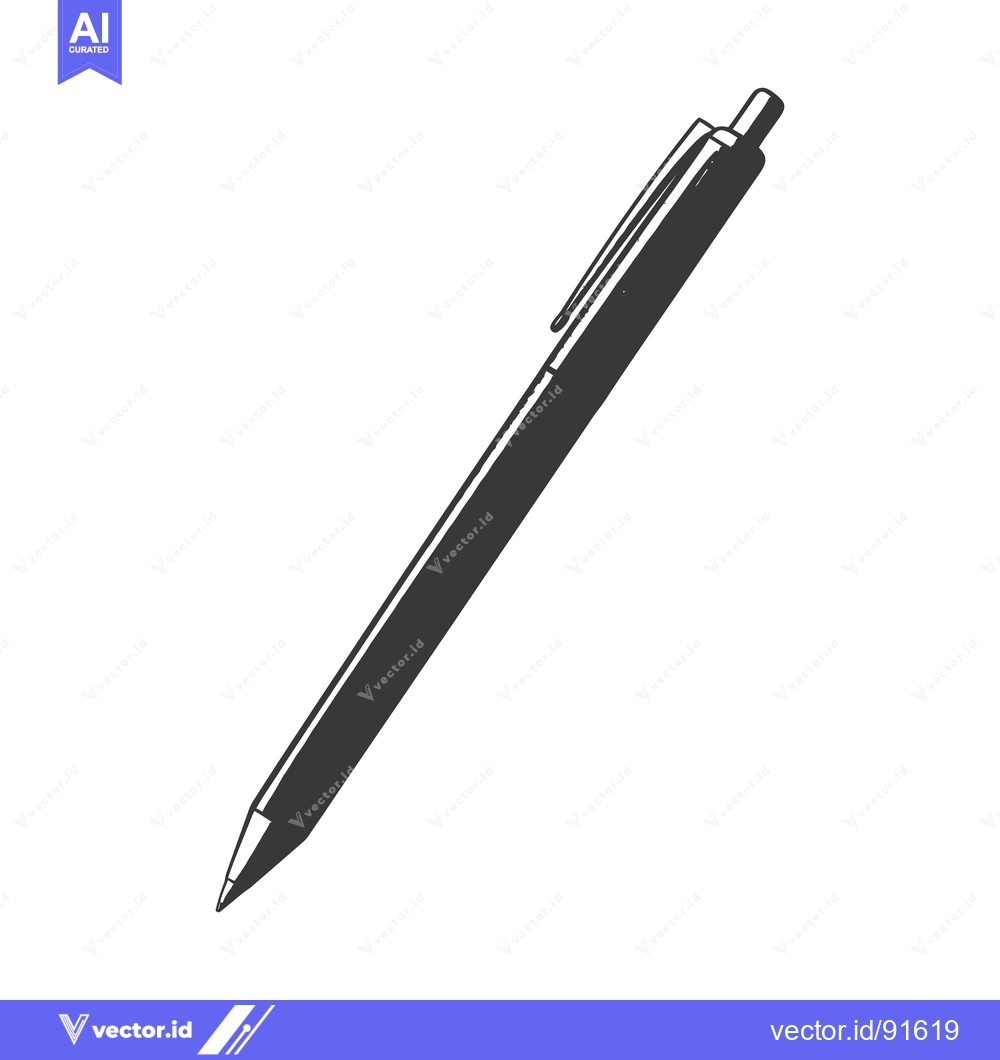 Premium Vector of A single dark pen isolated on a white background is pictured