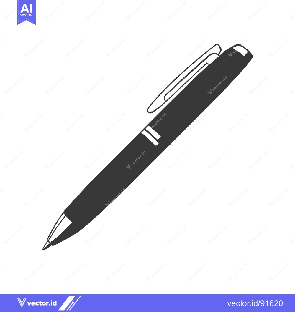 Premium Vector dari A detailed grayscale illustration of a simple ballpoint pen