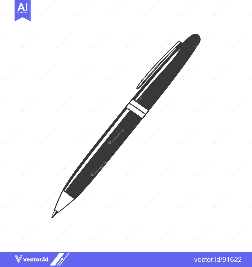 Premium Vector of A single black ink pen isolated against a white background