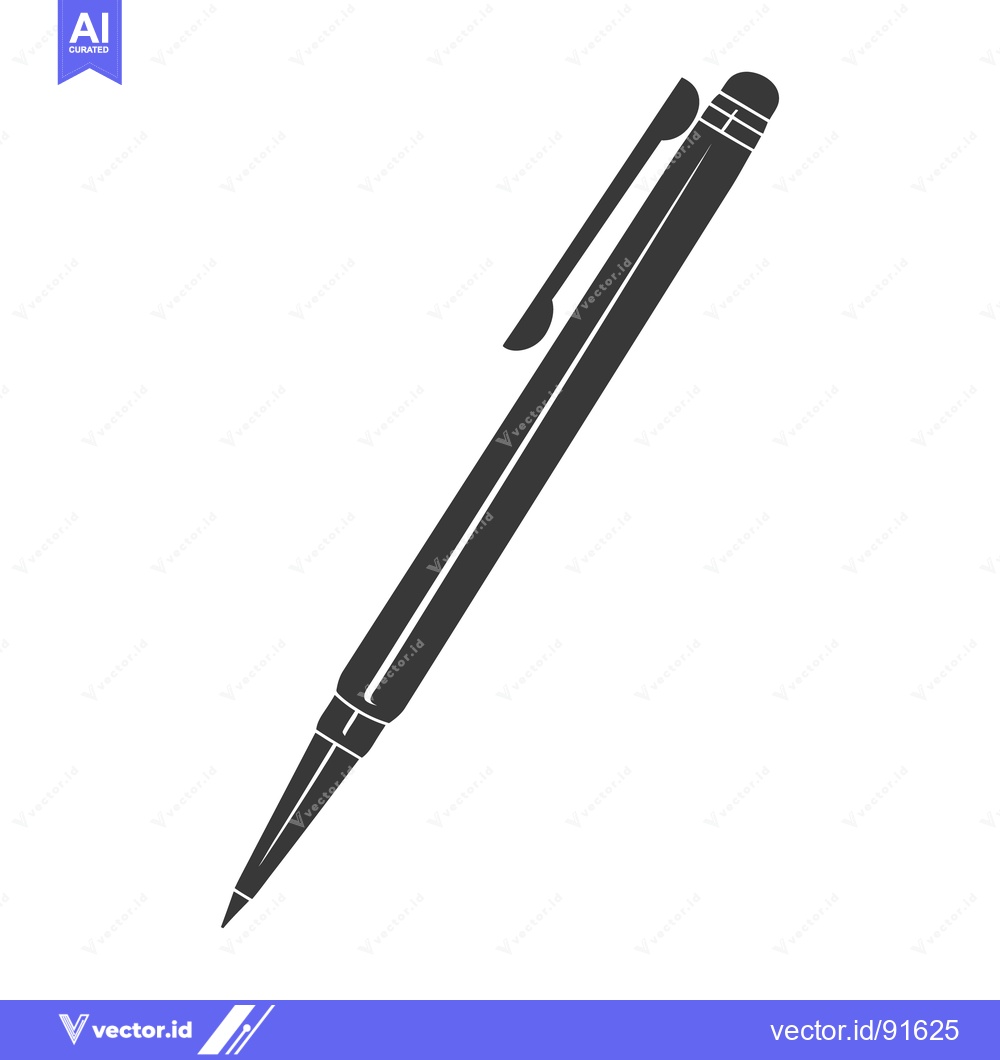 Premium Vector dari A single black ballpoint pen laying at a slight diagonal angle