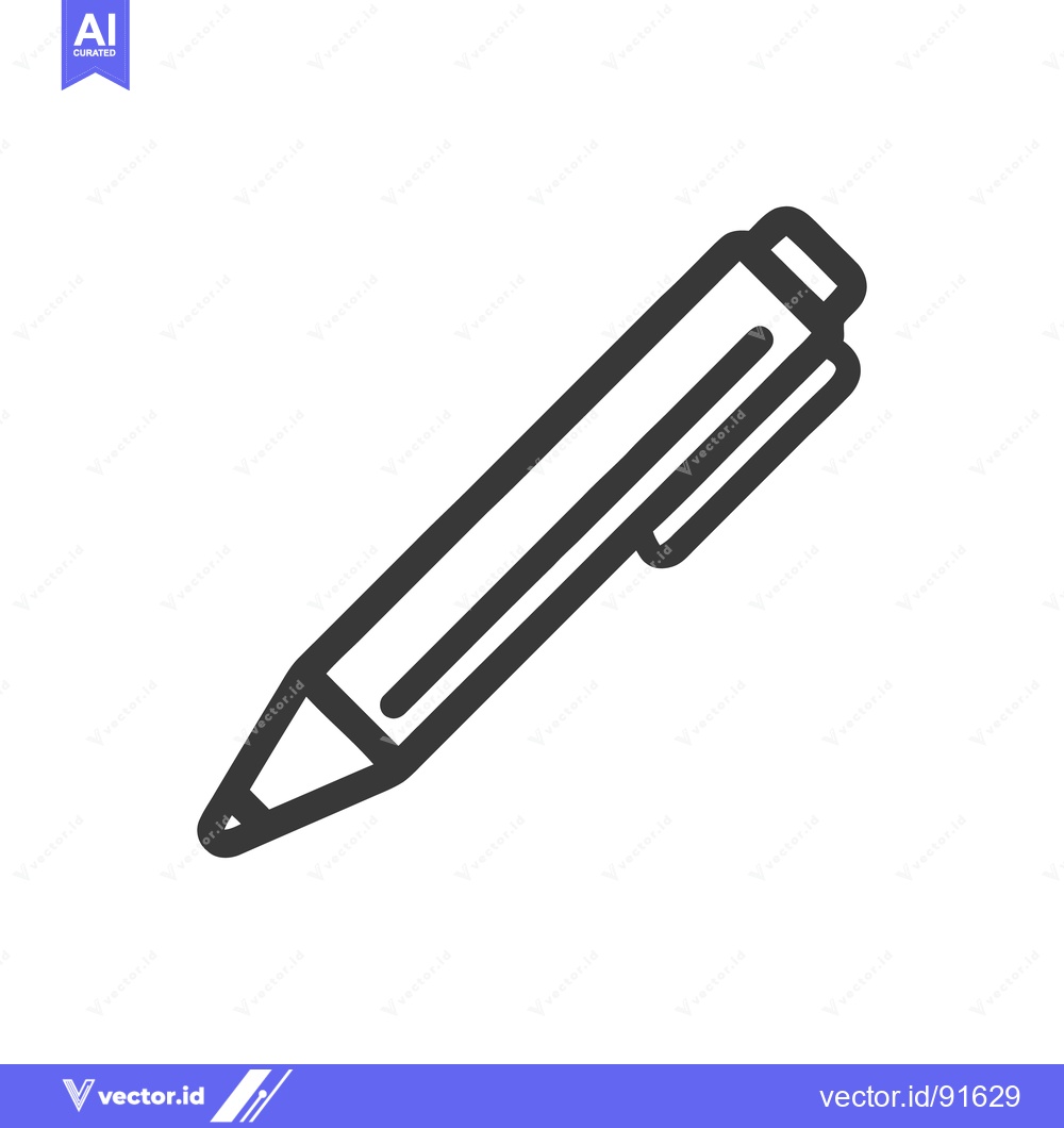 Premium Vector of Minimalist Pen Icon: Bold Outline on White Background