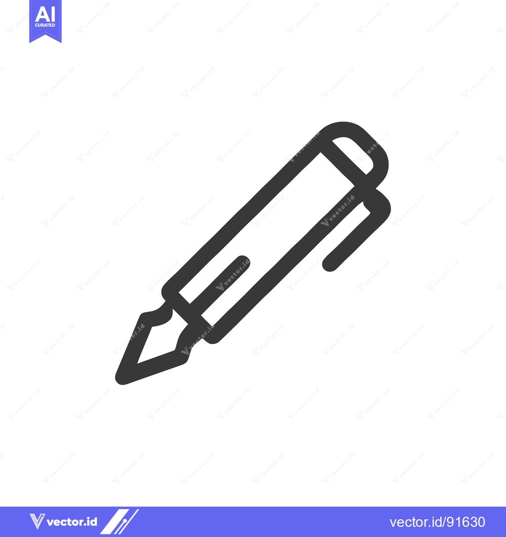 Premium Vector of Minimalist Fountain Pen Icon on White Background
