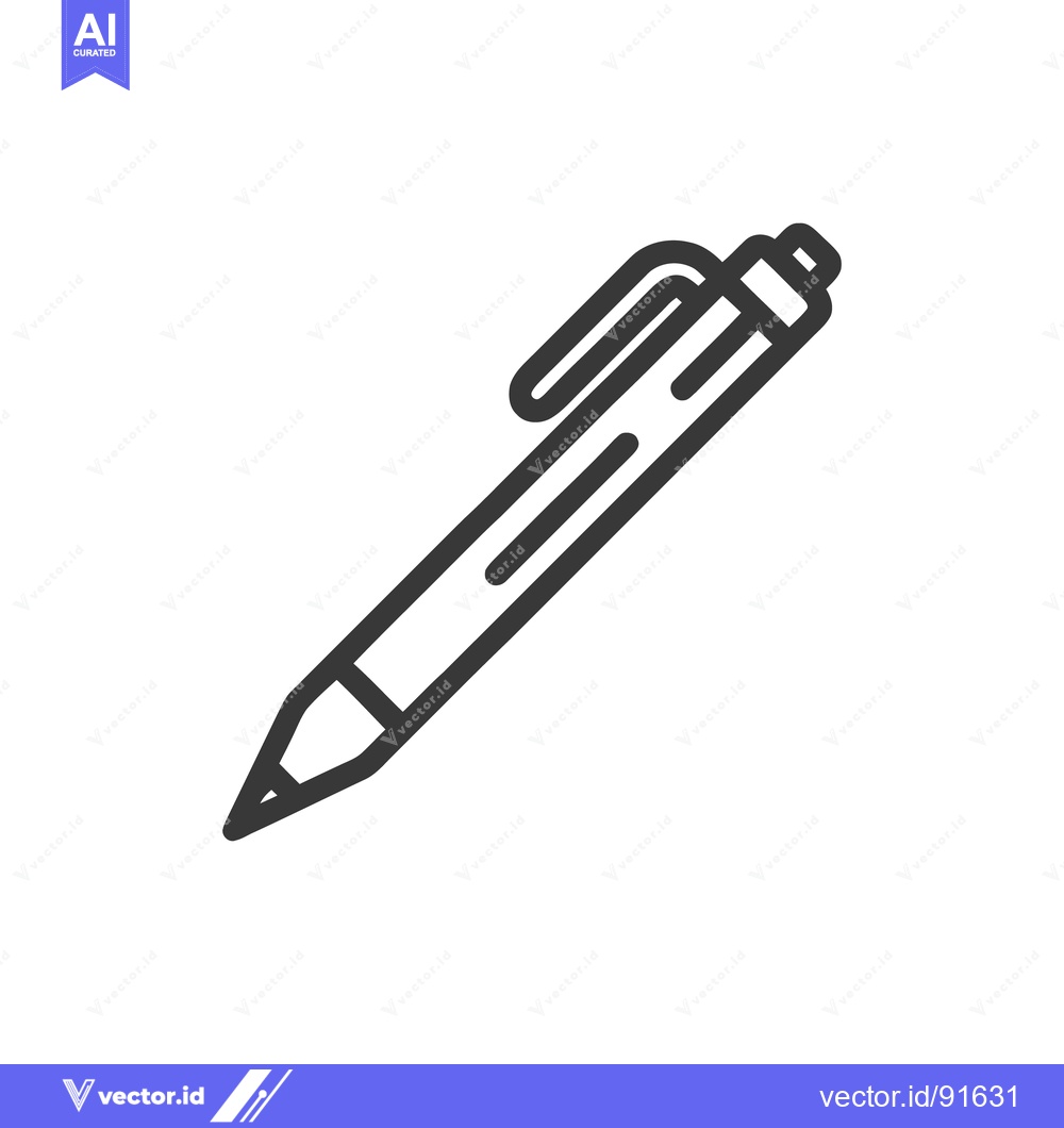 Premium Vector dari Minimalist Ballpoint Pen Icon: Sleek Design on White Background