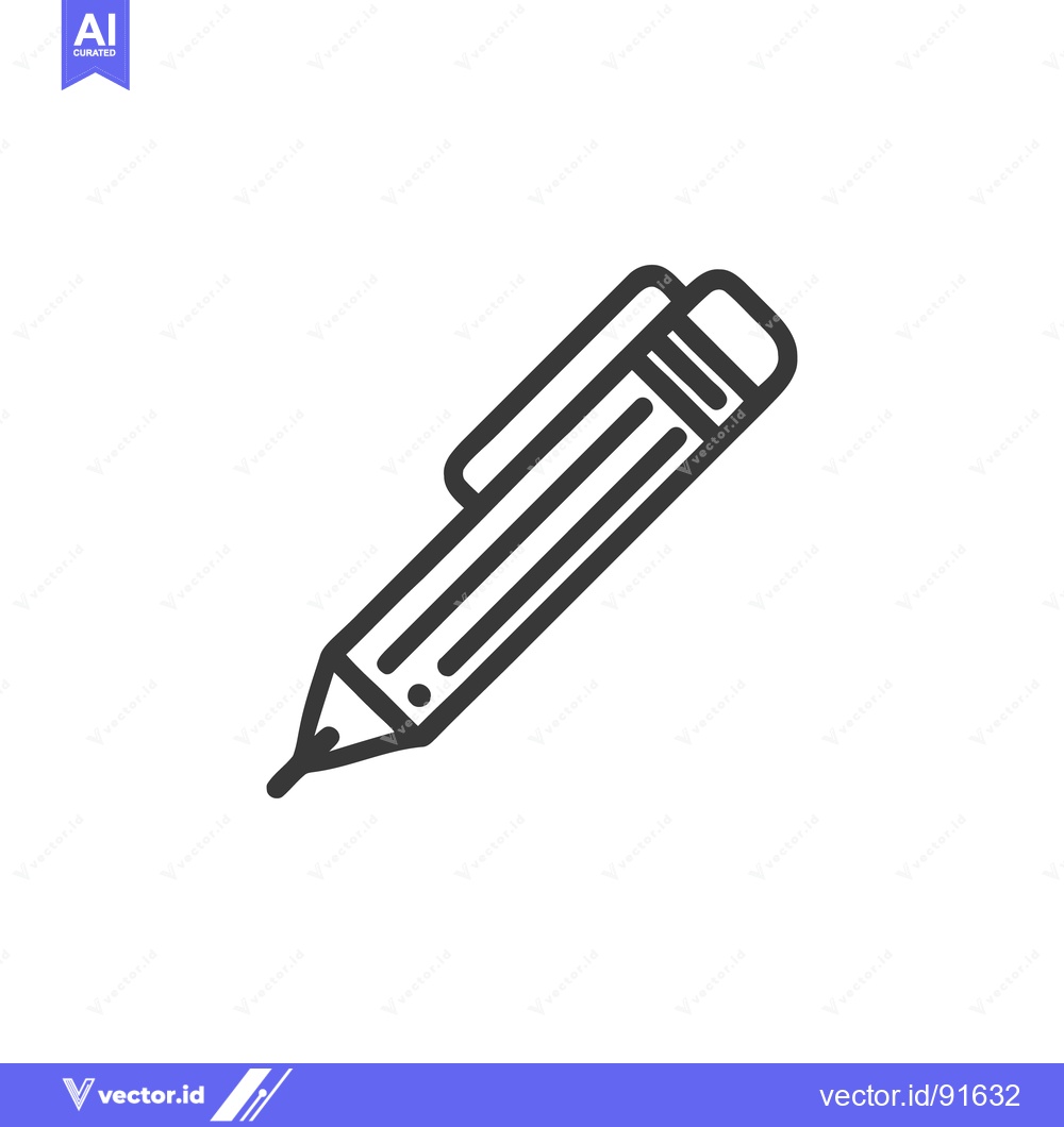 Premium Vector dari Minimalist Line Art: Stylized Pencil with Cap on White Background