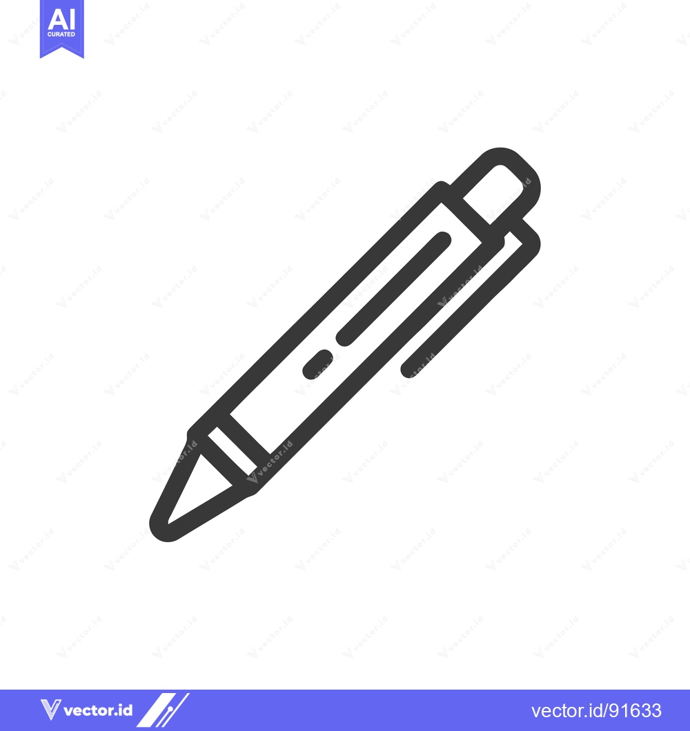 Premium Vector of Minimalist Pen Icon: Bold Outline on White Background, Writing Tool Sy