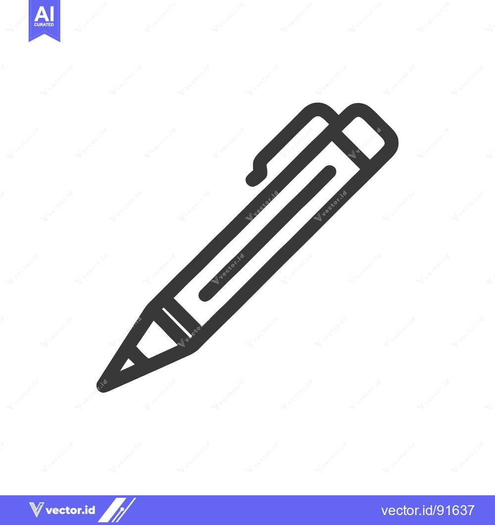 Premium Vector dari Minimalist Pen Icon: Bold Outline on White Background, Writing Tool Sy