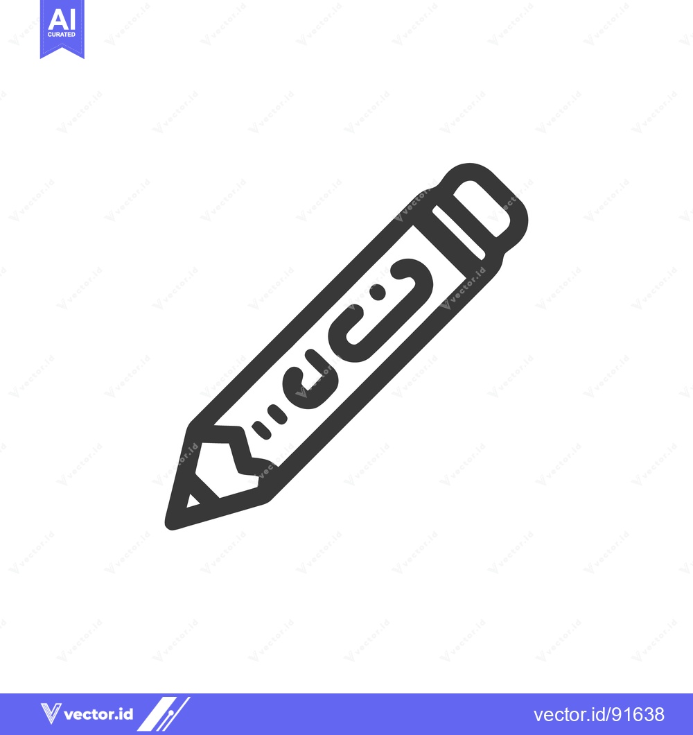 Premium Vector of Minimalist Pencil Icon with Arabic Script, Isolated on White Backgroun