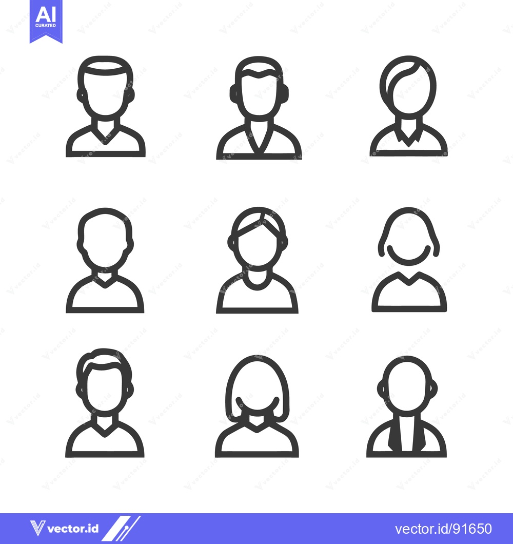 Premium Vector of Simple Black Line Drawings Representing Various Human Avatar Icons