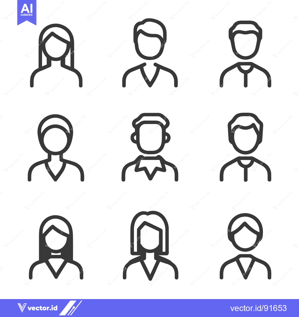 Premium Vector dari A Grid Illustrating Various Simple Human Head and Upper Body Icons