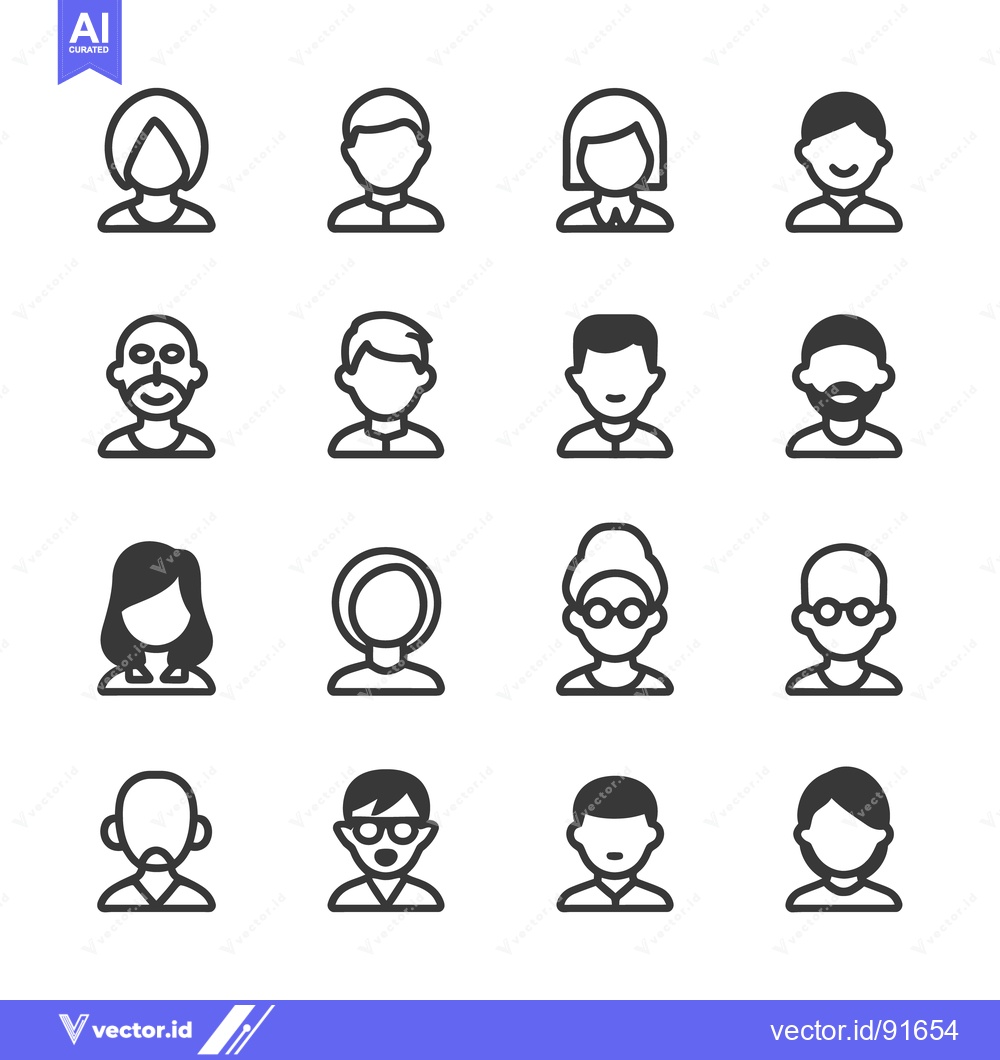 Premium Vector dari Symbolic representations of diverse people with different hairstyles a