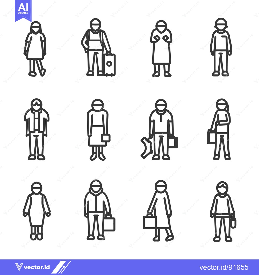 Premium Vector dari A collection of simple illustrations depicting various people figures