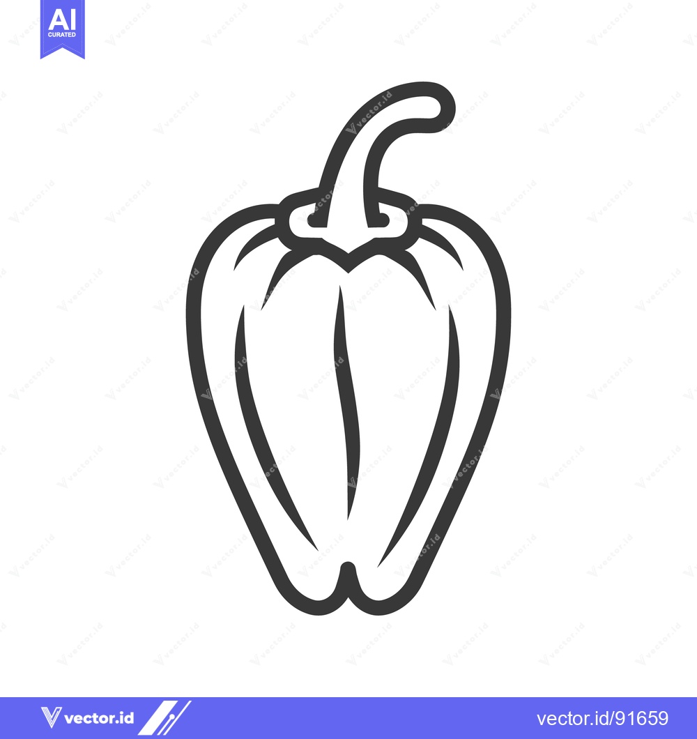 Premium Vector of An illustrated outline of a fresh sweet pepper on white