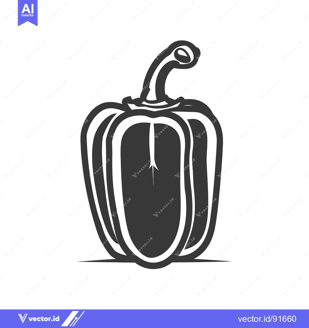 Premium Vector dari A stylized monochrome depiction of a fresh bell pepper