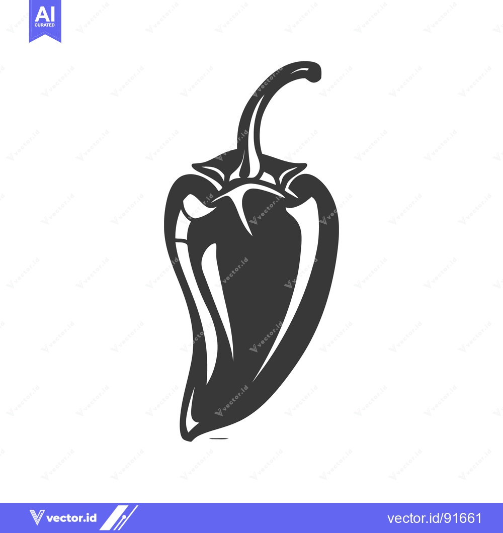 Premium Vector dari A black and white illustration shows a single chili pepper