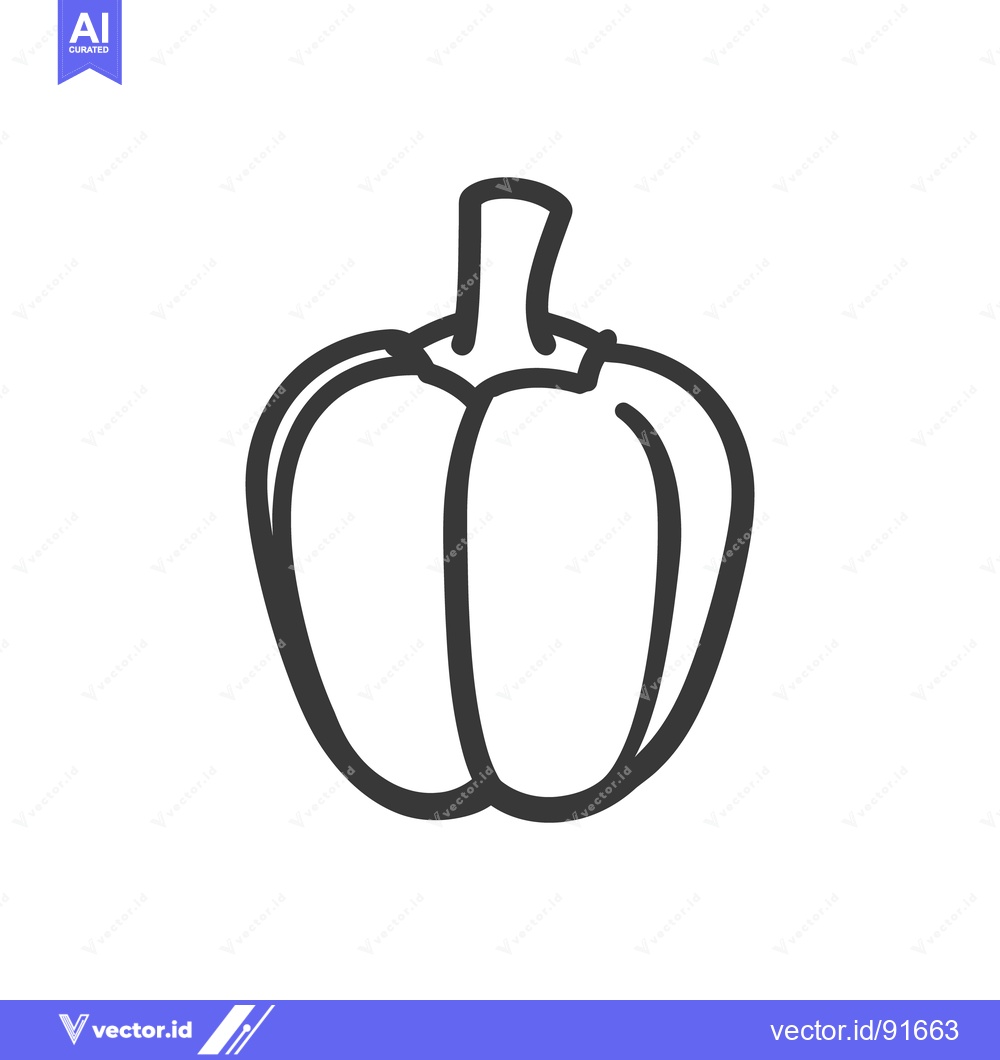 Premium Vector dari A simple black and white drawing of a bell pepper