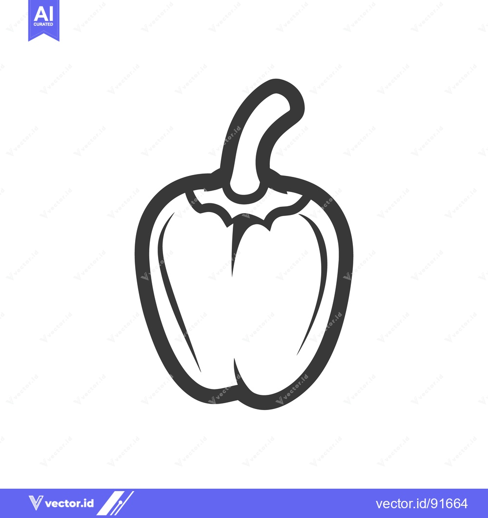 Premium Vector of A simple black and white illustration of a bell pepper