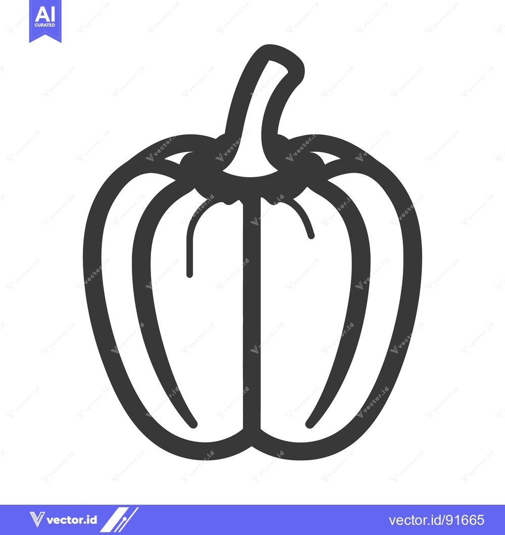 Premium Vector of A simplistic black and white illustration of a pepper or bell pepper