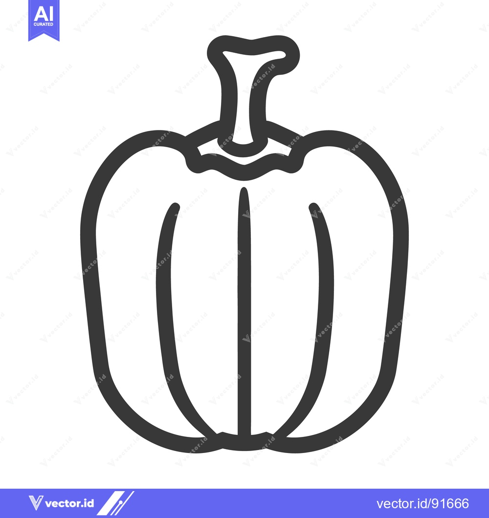 Premium Vector of Simple outlined illustration of a bell pepper vegetable