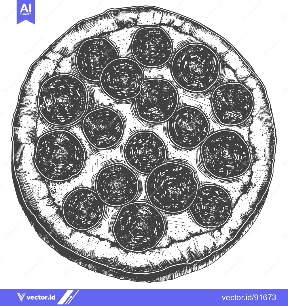 Premium Vector dari An illustrated image of a pepperoni pizza on a white background
