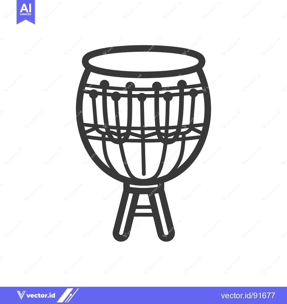 Premium Vector dari An outlined musical instrument drum resting on a wooden stand
