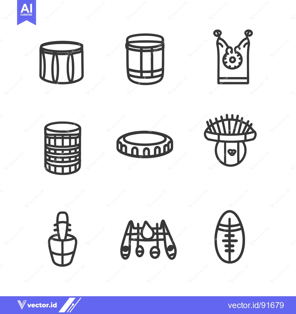 Premium Vector of A Collection of Outlined Musical Instruments and Ornamental Objects