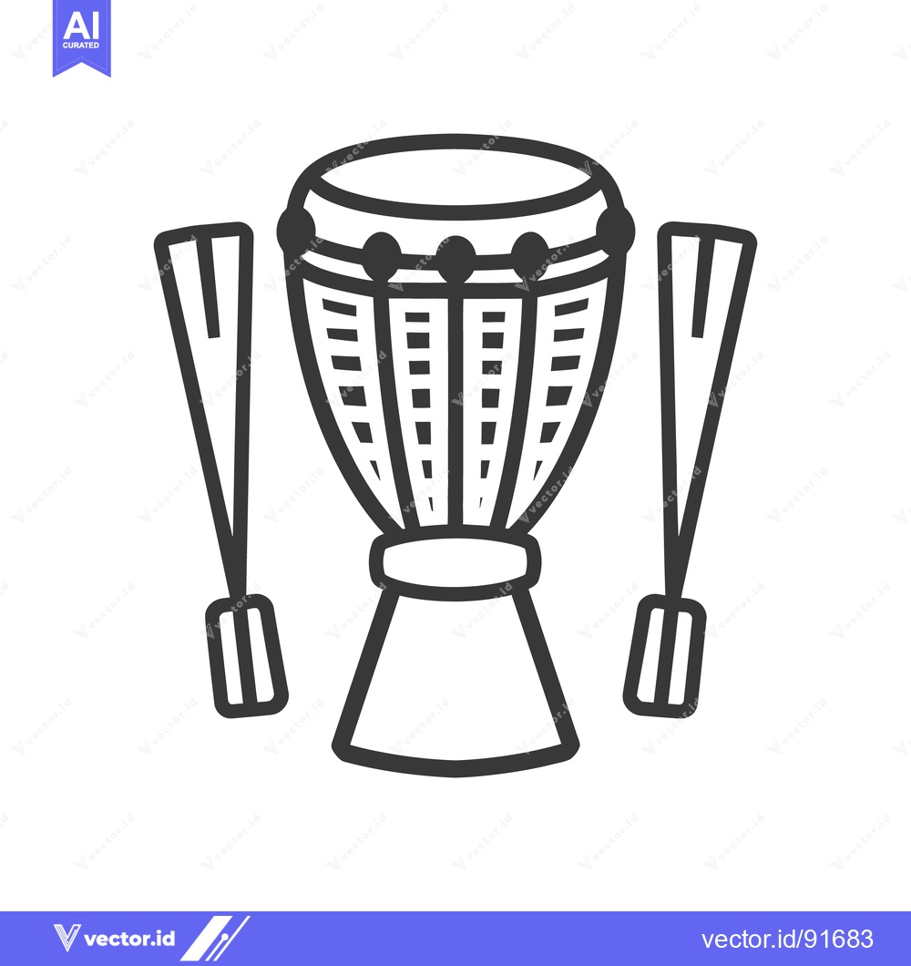 Premium Vector dari An illustration of a djembe drum and its accompanying drumsticks