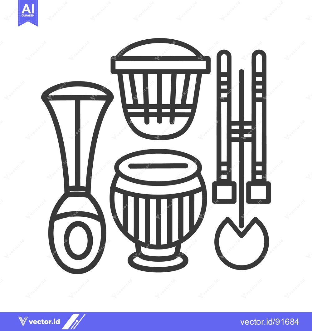 Premium Vector dari Musical Instruments Depicted In Black And White Vector Illustration