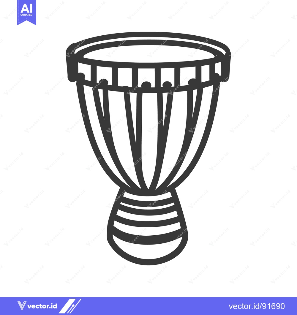 Premium Vector of A black and white illustration of a hand drum instrument