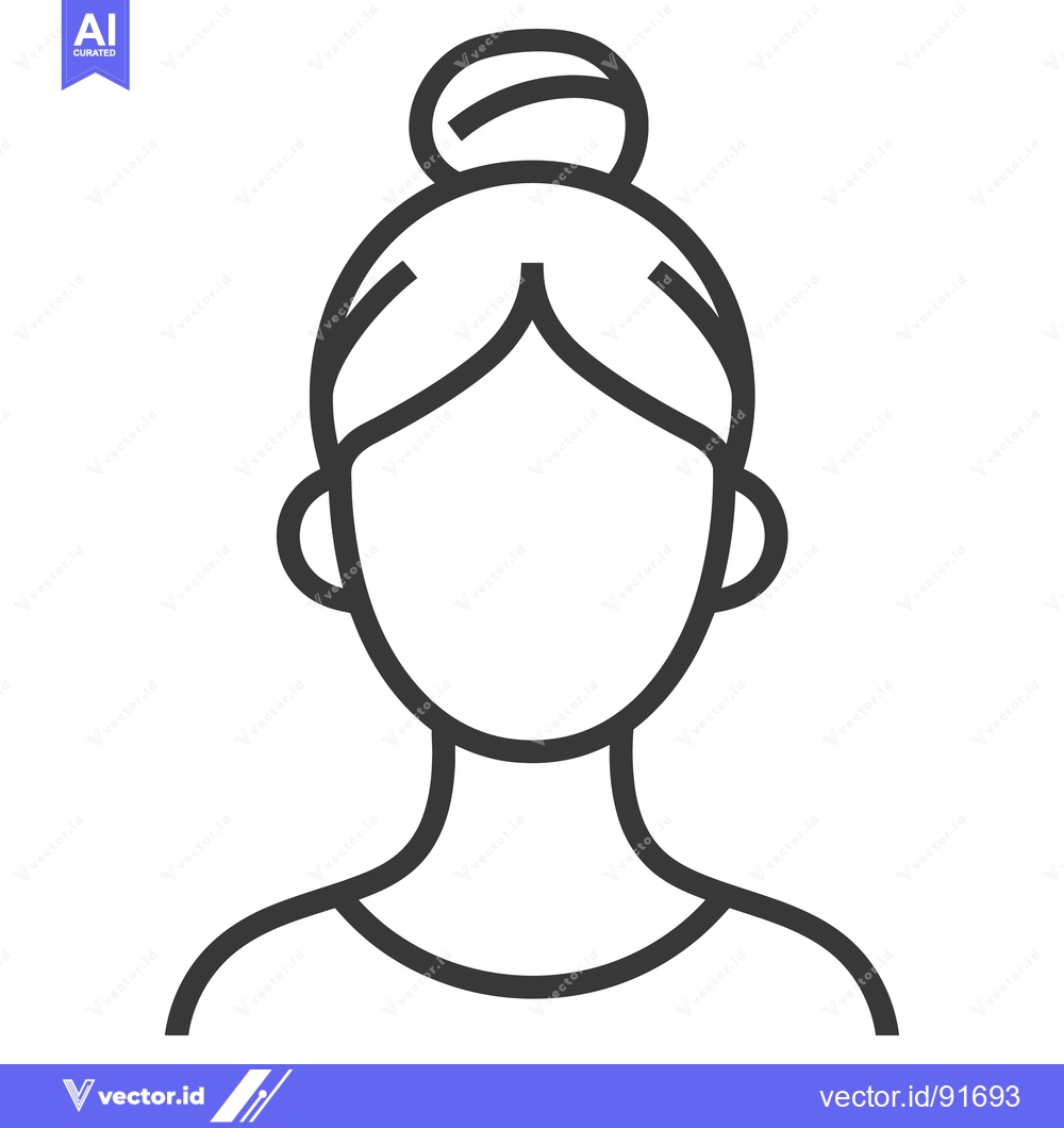 Premium Vector dari Simple illustration of a woman with hair bun and neckline showing