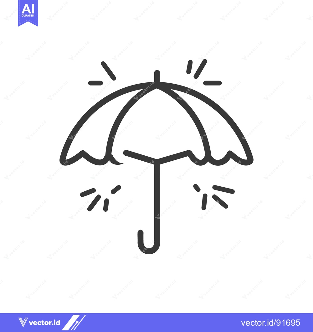 Premium Vector dari A simple black and white umbrella protecting from falling rain