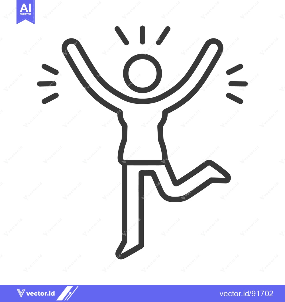 Premium Vector of A joyful figure is celebrating with raised arms and leaping