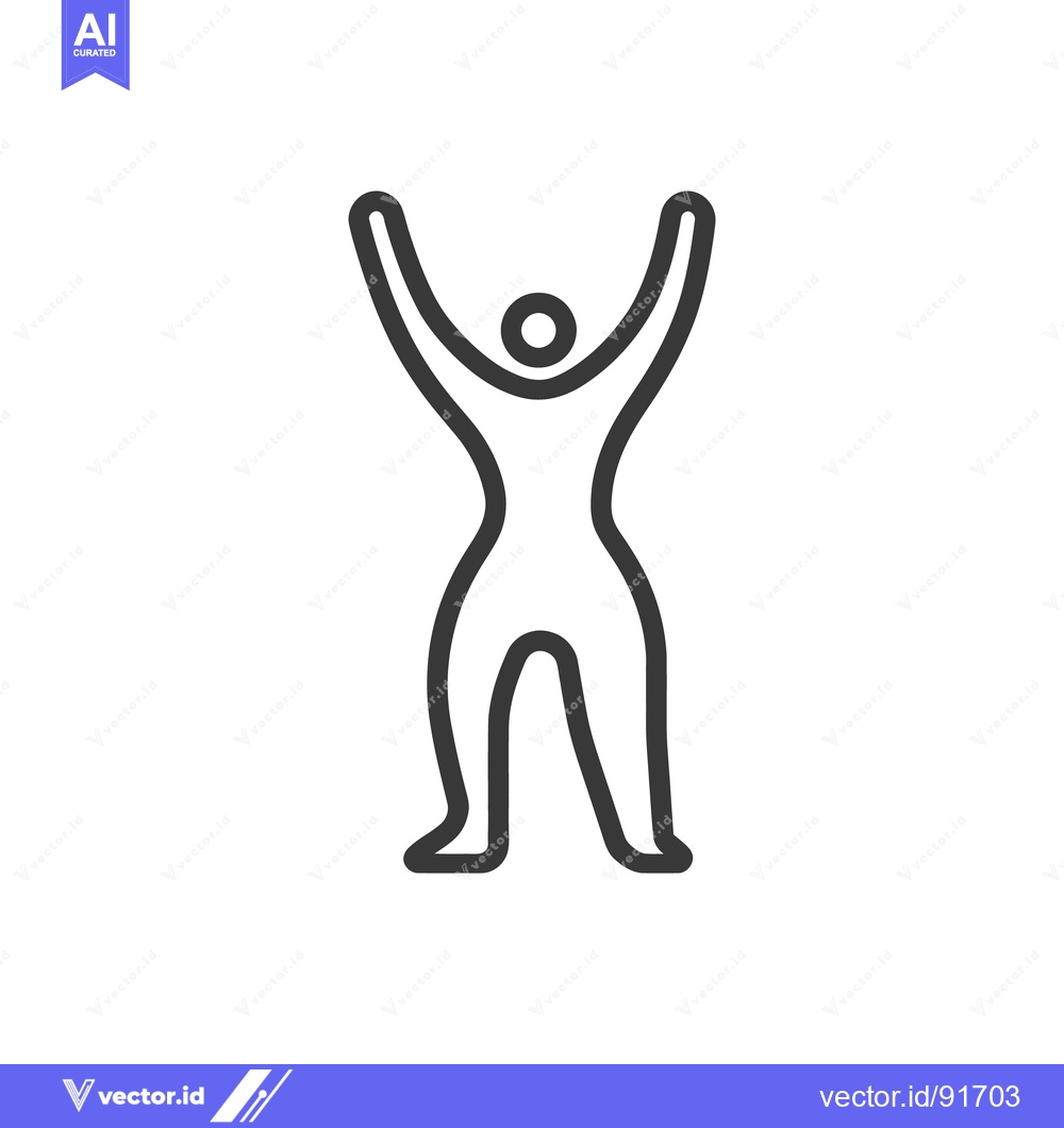 Premium Vector dari Black outline of a person with their arms raised upwards