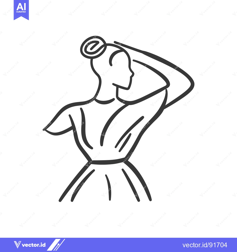 Premium Vector dari A stylized illustration shows a woman with an updo and dress