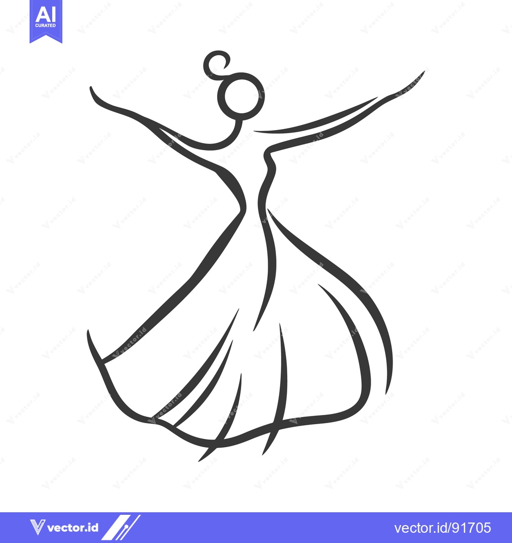 Premium Vector dari A simple illustration depicts a woman dancing with outstretched arms g