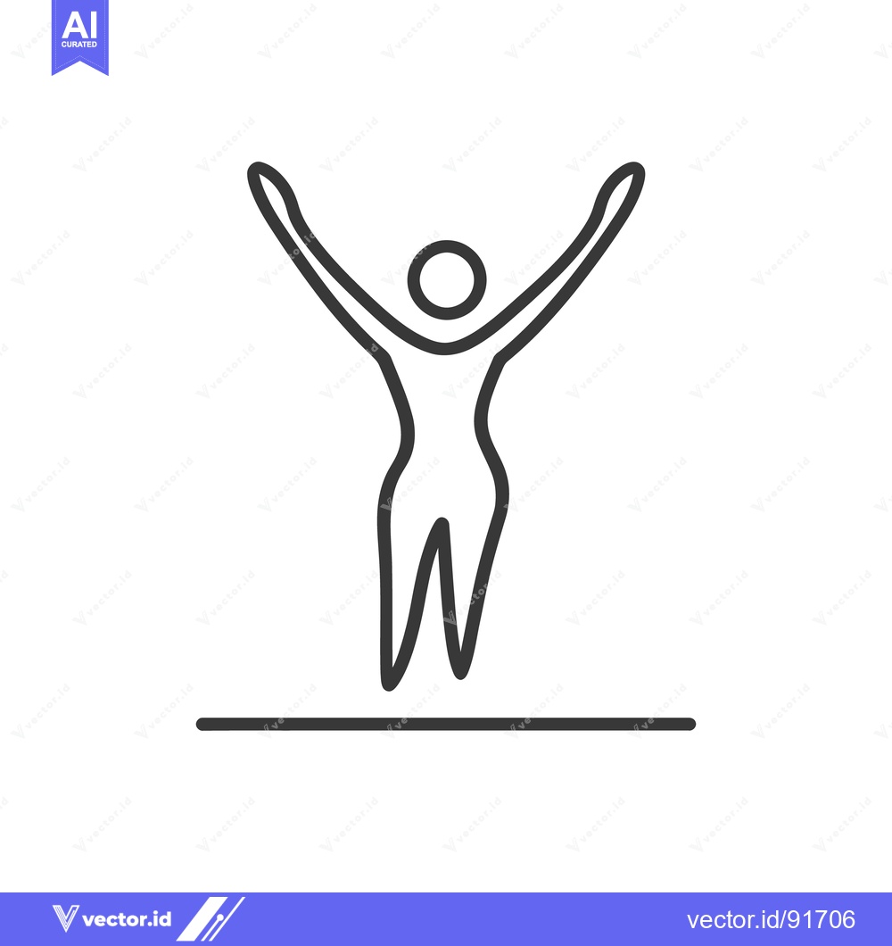 Premium Vector dari Simple depiction of a person celebrating with arms raised upward