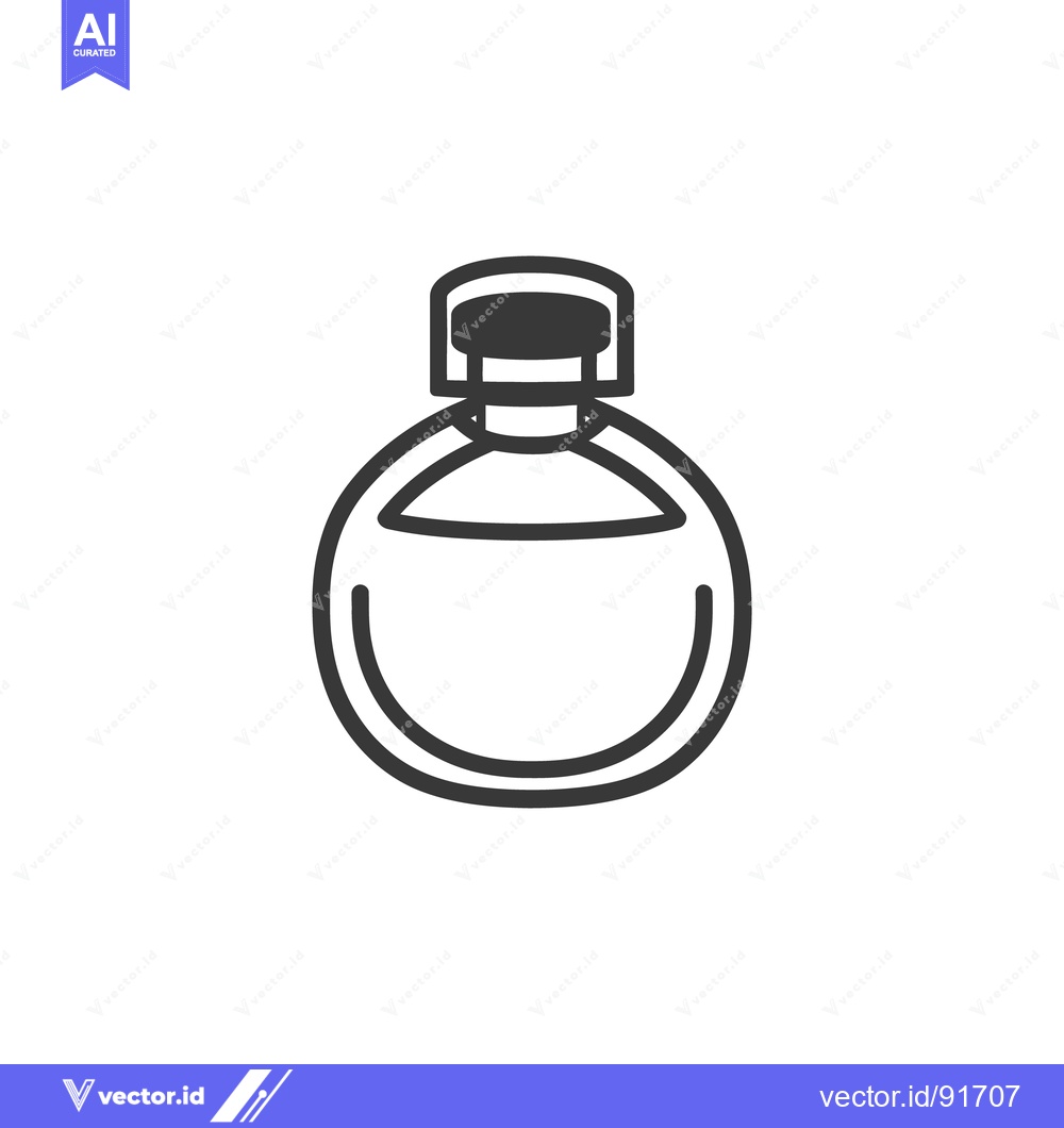 Premium Vector dari A round perfume bottle design with a decorative cap present
