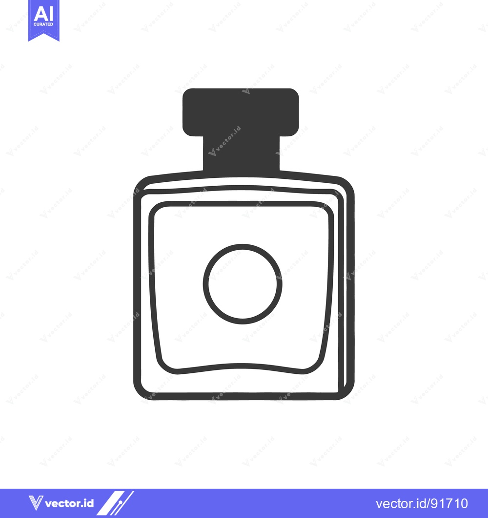 Premium Vector dari A grayscale image of a perfume bottle with a round detail