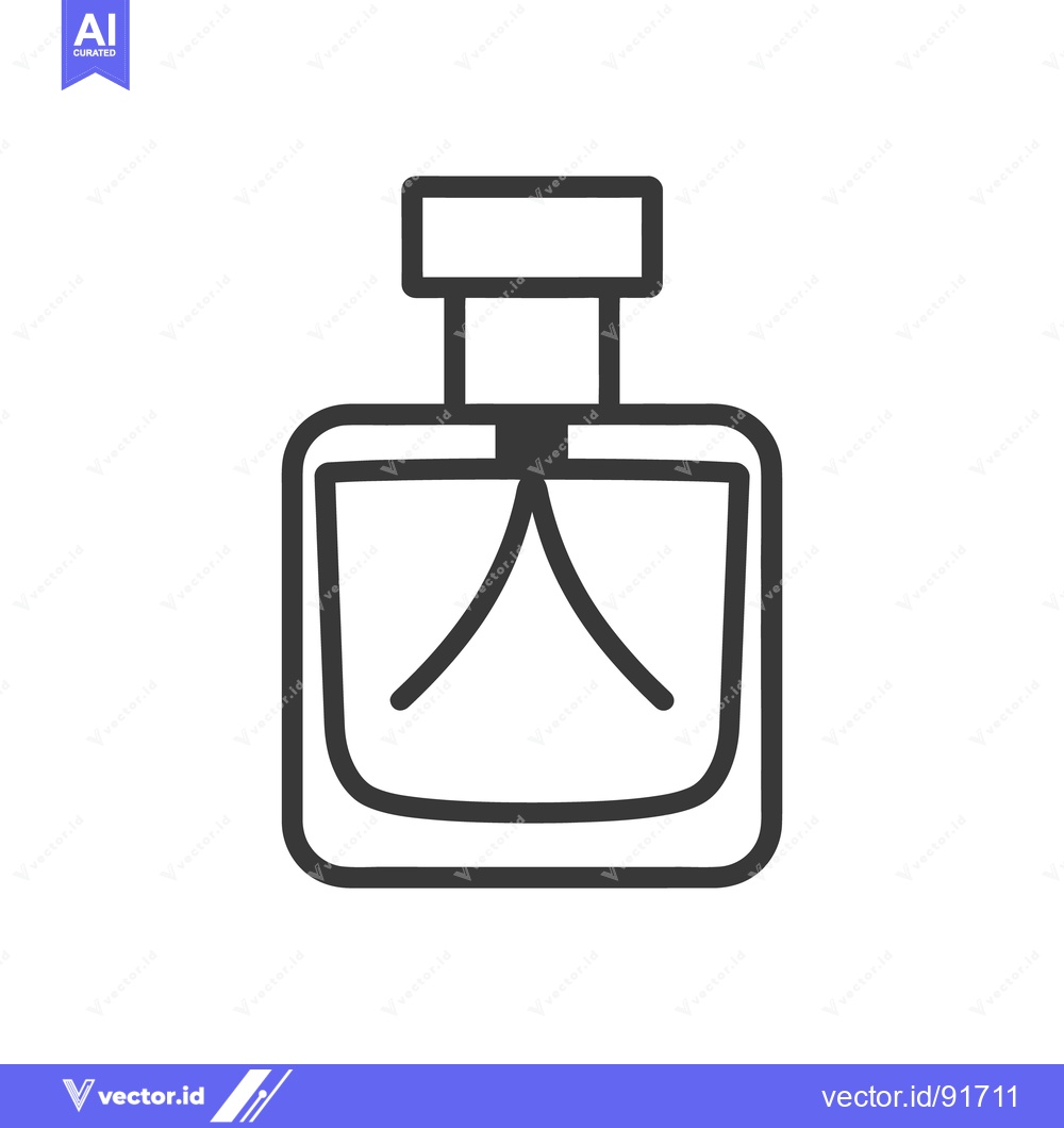 Premium Vector of The image displays a minimalist line drawing of perfume bottle