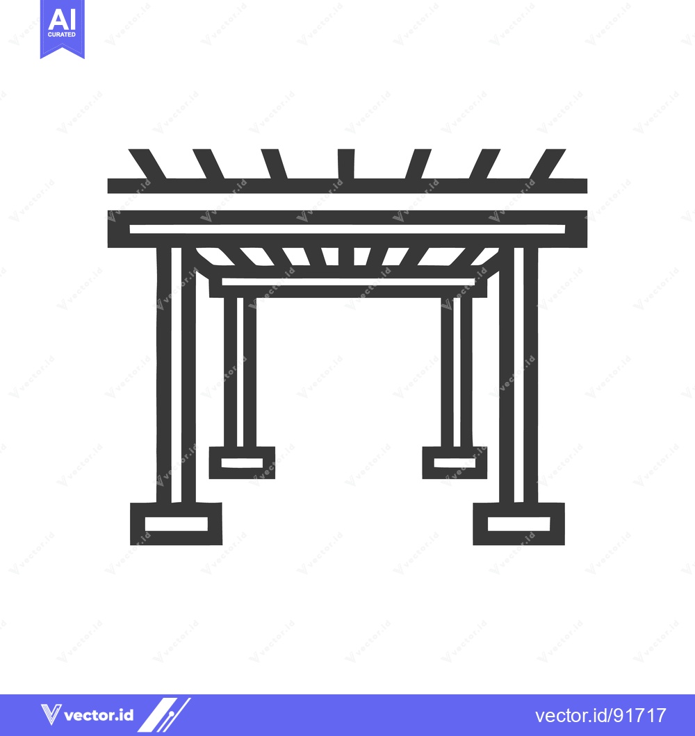 Premium Vector dari Minimalist Pergola Icon: Modern Architectural Structure in Bold Outlin