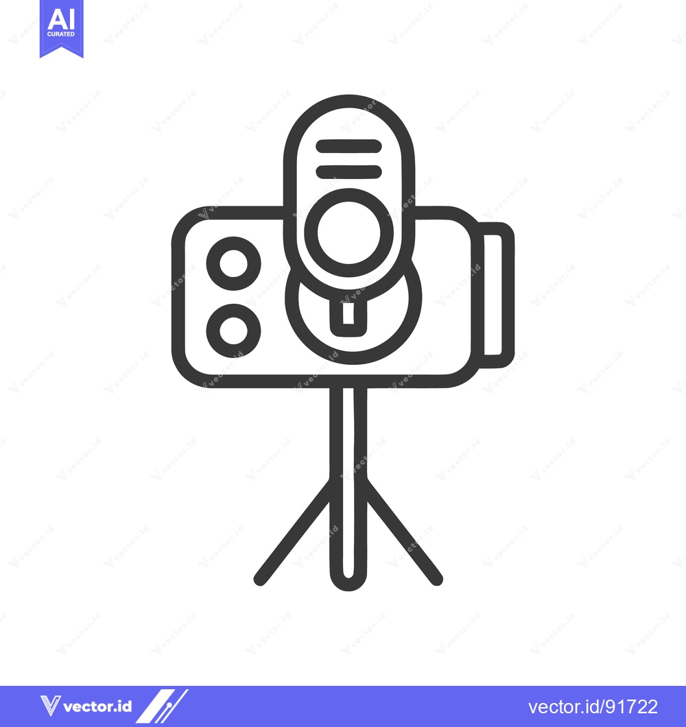 Premium Vector dari Minimalist Icon of a Vintage Camera with Tripod Stand
