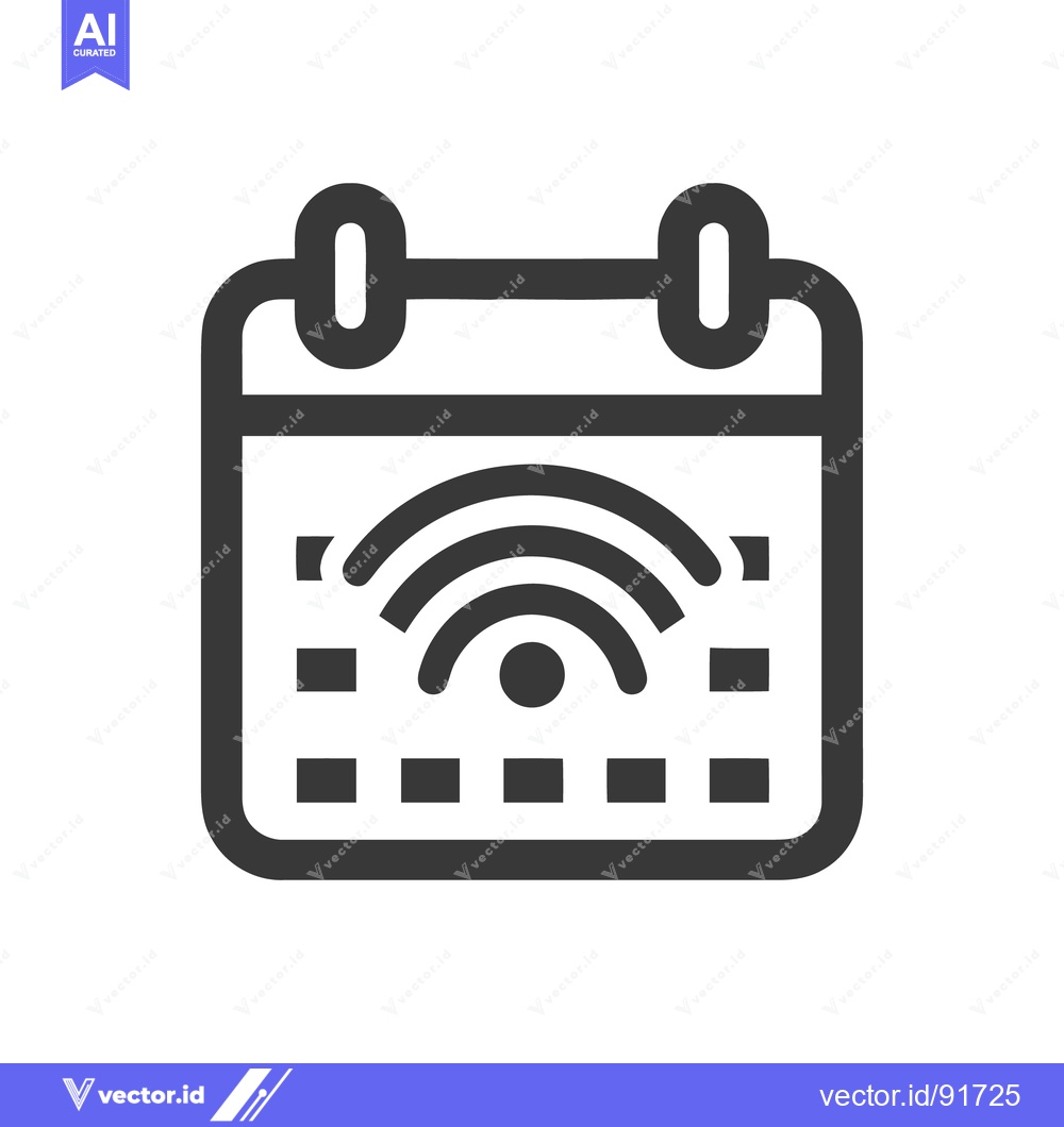 Premium Vector dari Calendar with WiFi Symbol: Schedule Connectivity, Digital Planning Ico