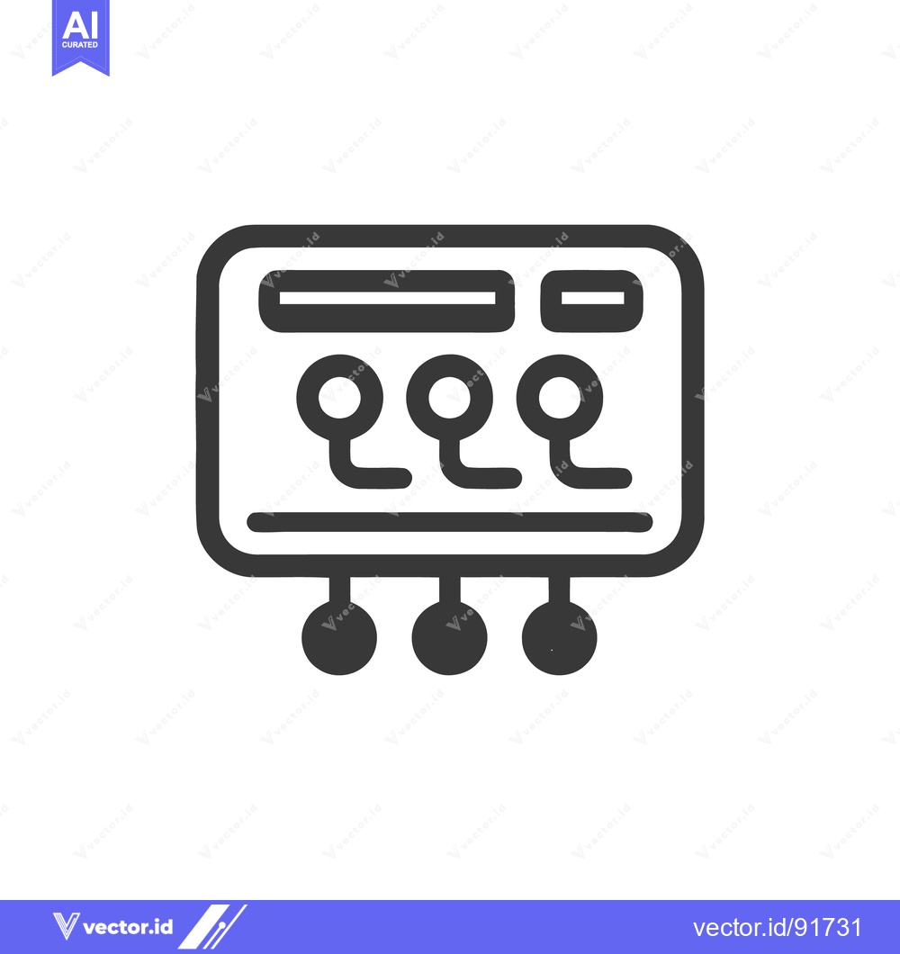 Premium Vector dari Minimalist Circuit Board Icon with Rounded Edges and Three Nodes