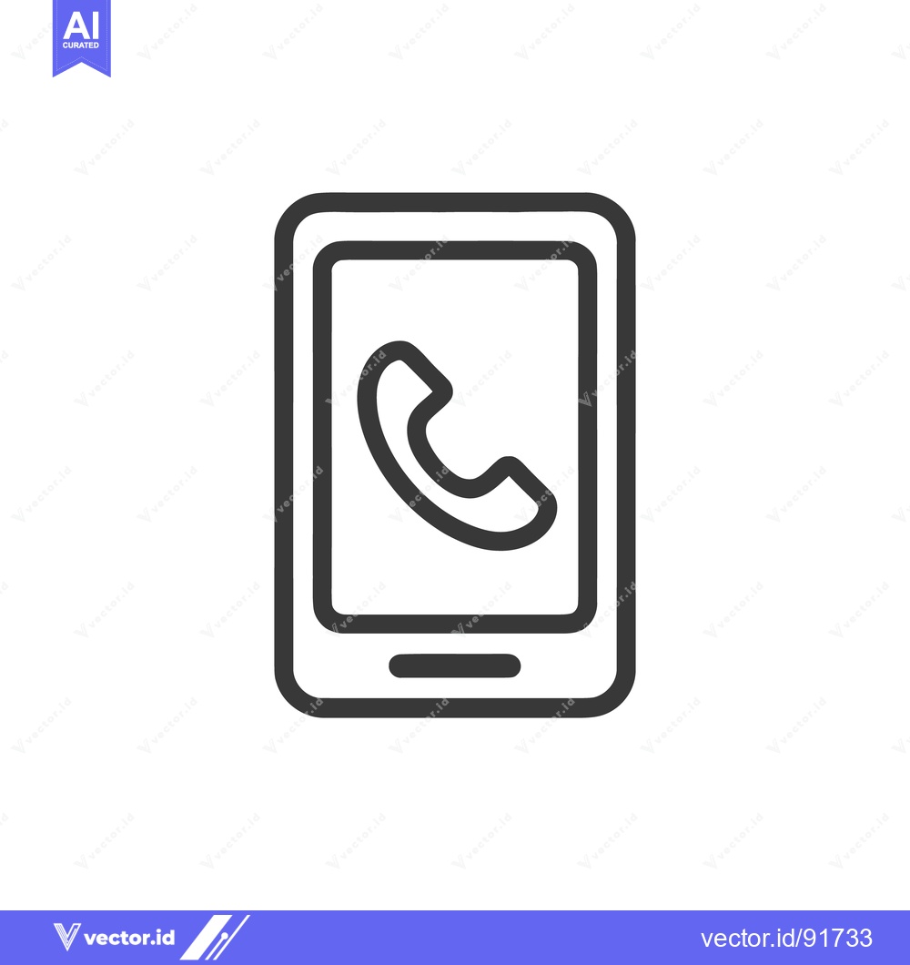 Premium Vector dari Phone Call Icon on Mobile Device, Minimalist Design, Communication Sym