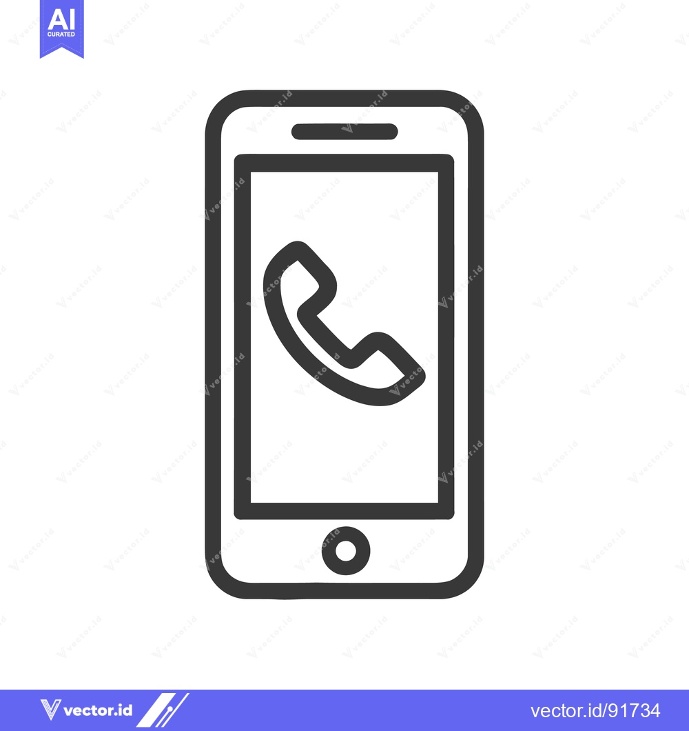 Premium Vector dari Smartphone with Phone Call Icon, Minimalist Design, Dark Gray on White