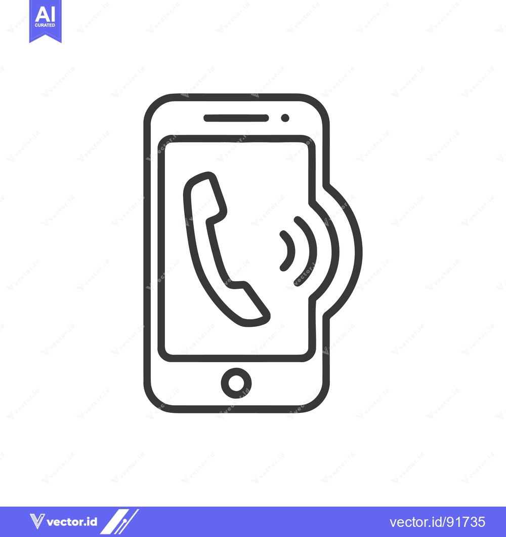 Premium Vector dari Minimalist Phone Icon with Handset and Signal Waves on White Backgroun