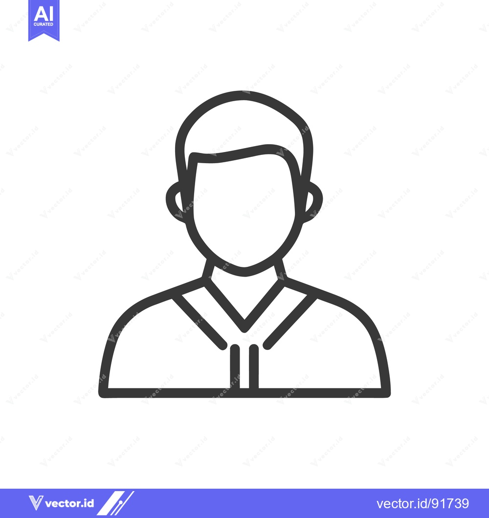 Premium Vector of Minimalist Line Art: Faceless Person in Collared Shirt Icon