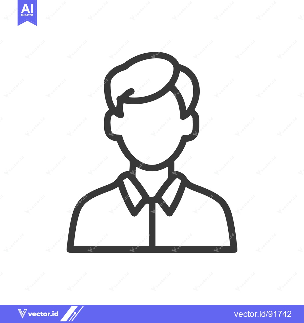 Premium Vector dari Faceless Man Icon: Minimalist Line Art Portrait with Shirt Collar Deta